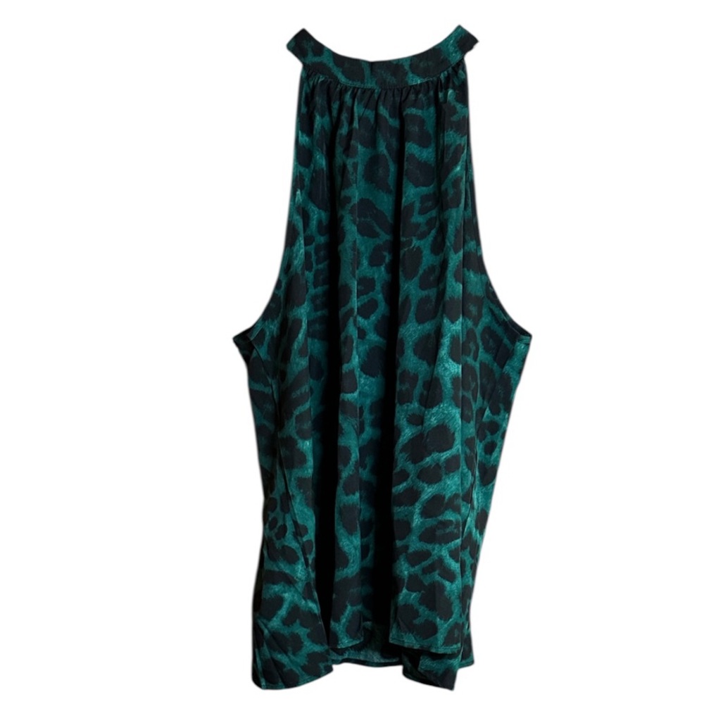 Green Leopard Print Women's Top - Picture 2 of 9